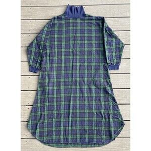 Vtg LL Bean Blackwatch Plaid Turtle Neck Flannel Nightgown XL Dobby USA Made